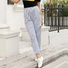 Amazon Wish Transfronterizo 2024 Nuevos Pantalones Deportivos Casuales de Color Puro Europeo y Americano de Cintura Alta Pierna Ancha con Cordón Levanta Glúteos para Mujer
