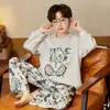Pijama infantil, algodón puro, conjunto fino de manga larga, nuevo modelo 2026, para niños, estilo caricatura, para niños grandes, ropa de aire acondicionado, se puede usar afuera