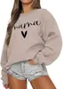 Sudadera Larga de Manga Larga para Mujer Leedya, Cuello Redondo, Informal, Otoño, Jersey de Punto Oversize