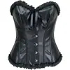 Corsé Punk Negro de Cuero Sintético para Mujer con Encaje, Moldeador para Ceñir la Cintura, Top Cincha Cintura Estilo Gótico Vintage