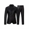 Traje jacquard nuevo para hombre 2026, atuendo de boda para novio, traje para padrinos de boda, traje para anfitrión, esmoquin ajustado, conjunto de dos piezas