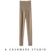 Novas calças de cashmere outono e inverno para mulheres, leggings de malha cor sólida, cintura alta, modelagem justa, calças grossas quentes, macias e amigáveis à pele