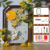 Material DIY Pintura Esmaltada Filigrana Hecha a Mano Bandeja de Té de Cristal de Nogal y Loto Posavasos Tradicional Antiguo de Carpas