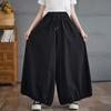 Pantalones de mezclilla sueltos de cintura alta y pierna ancha para mujer con color sólido, con cobertura suelta de la carne y adelgazantes, bombachos casuales culottes