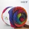 Lã Colorida Arco-Íris para Tricô, Fio Macio para Cachecol Elegante, Fio para Tricô DIY, Fio Degradê
