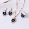 Pendientes Anillo Tres Joyas Traje Moda Europea y Americana Colgante con Forma de Amor Collar de Clavícula Corazón de Melocotón Novia de Boda a Juego