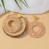 Brincos de Argola com Pedras Coloridas de Verão Doce Simples Brincos de Miçangas Tecidos à Mão Joias Transfronteiriças Europeias e Americanas