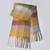 Novo Cachecol Xadrez Arco-Íris Outono e Inverno Moda Fio Loop Engrossado Quente Xadrez Franja Longo Estilo Casal