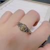 Anillo Cielo Negro de Estilo Étnico Vintage para Hombres y Mujeres con Dios de la Riqueza Amarillo Madreperla Verde Zakiram Anillo Personalizado de Industria Pesada