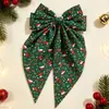 Fita de Laço com Estampa de Boneco de Neve e Papai Noel, Presilha de Mola, Homem de Gengibre Fofo, Presilha de Cabelo com Estampa de Árvore Verde