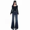 Jeans Retro de Color Café Americano Transfronterizos para Mujer Otoño 2026 Nuevos de Cintura Media-Alta Adelgazantes No Aprietan las Piernas Acampanados