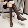 Botas Retro de Tacón Grueso para Mujer, Botas Largas Hasta la Rodilla, Nuevo Estilo Otoño 2025, Botas Largas de Caña Alta con Punta Redonda, Slip-On, Adelgazantes para Mujer