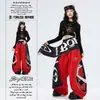 Figurino de dança jazz para meninas, top infantil de manga comprida, conjunto de roupa de performance, adequado para dança jazz infantil, dança de rua, apresentações de palco e desfiles de moda