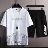 Traje de shorts de manga corta para hombre 2024 verano nuevo deportivo casual talla grande holgado Joker camiseta venta al por mayor comercio exterior