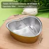 Caixa de Almoço Descartável Caixa de Almoço de Folha de Alumínio Dourada Caixa de Embalagem Caixa de Lata para Churrasco Retangular em Forma de Coração Para Levar Fast Food Isolamento