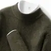 Suéter de cachemir 100% puro para hombre con cuello alto medio, tejido cálido de otoño e invierno, camisa base de color liso estilo business casual
