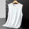 Chaleco de Seda de Hielo para Hombre Camiseta de Malla sin Mangas Versátil Holgada Talla Grande Cuello Redondo Camiseta Interior Chaleco de Seda de Hielo sin Mangas