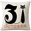 Funda de Almohada Halloween Calabaza Divertida Transfronteriza Amazon Estampado de Lino Funda Decorativa para Cojín de Sofá del Hogar