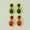 Pendientes de plata 925 con incrustaciones de estilo retro europeo y americano con gemas esmaltadas, ligeros y de alta calidad.