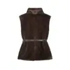 Invierno 2025 Nuevo Moda Callejera Casual de Mujer Europea y Americana Chaleco de Cuello Alto con Cinturón W039 8036