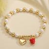 Aogu Amazon Transfronteiriço Quente Pulseira de Contas de Pérola INS Banhada a Ouro Fruta Cereja Amor Pingente Pulseira para Mulheres