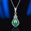Colar Pingente Gota Ágata Calcedônia Prata Esterlina S925 Moda Feminina Versátil Sofisticado Jade Estilo Antigo Pingente de Jade