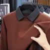 Suéter Grosso Transfronteiriço para Homens, Falso Duas Peças, Nova Moda Outono e Inverno 2026 Camisa Gola Alta Manga Longa Tricô para Homens