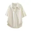Camisa Polo Casual Jacquard Masculina de Verão M-XL com Efeito Duas Peças Solta Gola Reversível Manga Curta
