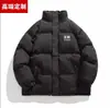 Abrigo de Algodón Grueso de Invierno Personalizado con Logo Estilo Normcore Impreso Cuello Alto de Algodón Holgado Cálido Abrigo de Algodón Casual Abrigo Tipo Pan