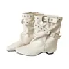 Botines vaqueros occidentales de cuero Maillard para mujer, muy elegantes y cómodos, de otoño, estilo vintage, con hebilla, punta fina y diseño plisado