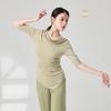 Dança Moderna Roupas de Prática Corporal Dança Clássica Primavera e Outono Manga Média Gola Drapeada Roupas de Dança Exame de Arte Top de Dança