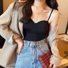 Camisola de verano para mujer con almohadillas en el pecho, adecuada para usar como prenda interior o exterior, hermoso sujetador de espalda integrado, ropa interior, top de tubo blanco