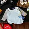 Camiseta de Manga Larga Raglán con Bloques de Color Estilo Coreano para Niños Primavera y Otoño para Niños Niñas Bebés Transpirable Capa Base Ropa Versátil para Niños