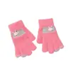 Luvas de Outono e Inverno para Crianças, Meninos e Meninas, Luvas de Lã Tricotadas Fofas de Cinco Dedos para Ciclismo, Luvas Quentes e Anticongelantes