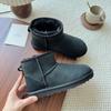 Botas de Nieve Henan Sanpo para Mujer, Botas de Nieve Cortas Integradas de Cuero y Piel, Zapatos Cálidos de Algodón con Suela Plana y Forro de Lana para Hombre en Invierno