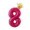 Venta al por mayor transfronteriza Globos digitales de corona de cumpleaños de 32 pulgadas Globos de película de aluminio digital rojo rosa Fiesta de cumpleaños Aniversario