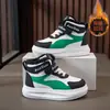 Sapatos de algodão de cano alto, espessados e forrados com fleece para crianças, novo estilo inverno 2025, para meninos e meninas, sapatos quentes com exterior de pelo em peça única