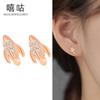 Aretes de tuerca de avión pequeño con incrustaciones de diamantes de plata Xigu E1163 S925 para mujer, pequeños y lindos, no es necesario quitarse los aretes al dormir