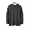 Nuevo Estilo Otoño/Invierno 2026 Suéter de Punto Grueso Trenzado 100% Lana para Hombre Cuello Semi Alto Holgado Talla Grande Punto de Negocios Cálido