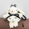 Llavero de Peluche de Conejo Lindo Moderno Minimalista de Dibujos Animados con Orejas Caídas Colgante para Bolsa de Regalo de Cumpleaños Tela de Algodón