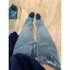 Jeans retro azules de pierna ancha para mujer, nueva colección de otoño, corte holgado, talla grande, efecto adelgazante, adecuados para figuras tipo pera, de cintura alta, pantalones de pierna recta