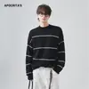 Ropa Masculina Apo Suéteres Transfronterizos para Parejas para Hombres y Mujeres en Otoño e Invierno Suéteres de Punto de Manga Larga Rayados de Color Contrastante, Sueltos y Versátiles