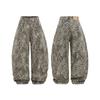 Jeans Lavado com Estampa de Leopardo 2025, Moda Hot Girl, Silhueta Versátil, Verão, Calça com Visual Preguiçoso, Relaxado e Versátil para Emagrecer