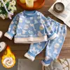 Conjunto de Ropa Interior Térmica para Niños, Forrado de Felpa y Engrosado, Ropa de Otoño para Niños y Niñas, Ropa Térmica para Bebés, Ropa para Bebés