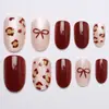 Dia dos Namorados Rosa Suave e Amarelo Estampa de Leopardo Olho de Gato Curto Oval Limpo e Branco Europeu e Americano Estilo Ins Adesivo de Nail Art