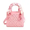 Bufanda de Seda Bordada, Bolso de la Princesa Diana, Bolso Cuadrado Pequeño, Bolso de Mano a la Moda, Bolso Cruzado Versátil, Bolso Cruzado Rombo Estilo Francés para Mujer