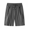 Pantalones Cortos de Hielo de Seda Elástica Alta de Spandex para Hombre Verano Casual Deportes Pantalones de Cinco Puntos Secado Rápido Transpirables Pantalones de Media Pierna Sueltos con Aire Acondicionado