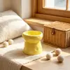 Popular Tazón Cerámico para Mascotas con Temática de Queso, Tazón Elevado para Gatos, Tazón para Comida de Perros y Gatos que Protege el Cuello, Tazón Estético para Alimentación de Mascotas