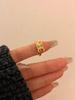 Nuevo anillo de lujo de estilo Arco de Triunfo con luz dorada de alta calidad, anillo de apertura ajustable con temperamento, anillo de dedo índice para mujer, venta al por mayor