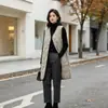 Comercio Exterior Color Puro Largo Medio Ajustado Chaleco de Algodón Primavera, Otoño e Invierno Nuevo Estilo Chaleco con Chaqueta sin Cuello en Capas